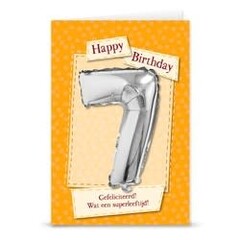 Verjaardagskaart + ballon '7 jaar'