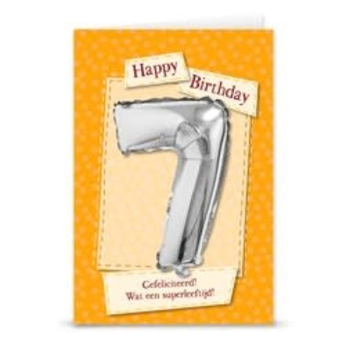 Verjaardagskaart + ballon '7 jaar'