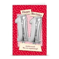 Verjaardagskaart + ballon '11 jaar'