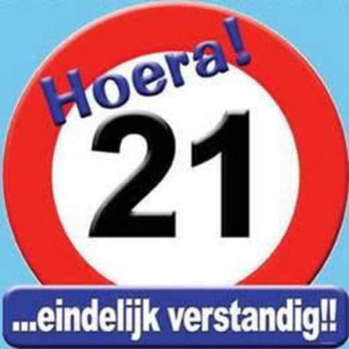 Huldeschild deco verkeersbord 21 jaar