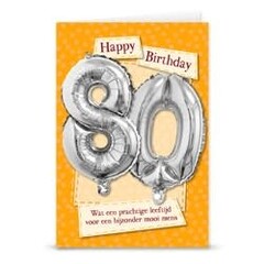 Verjaardagskaart + ballon '80 jaar'