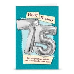 Verjaardagskaart + ballon '75 jaar'