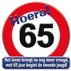 Huldeschild deco verkeersbord 65 jaar