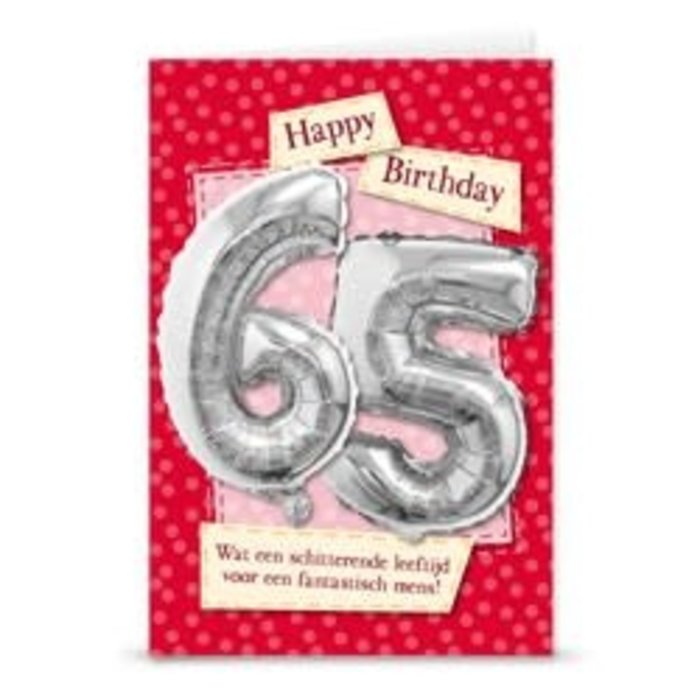 Verjaardagskaart + ballon '65 jaar'