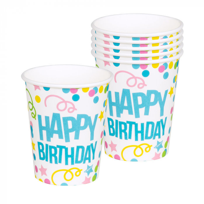 Boland Set 6 Bekertjes 'Happy Birthday' (25 cl)
