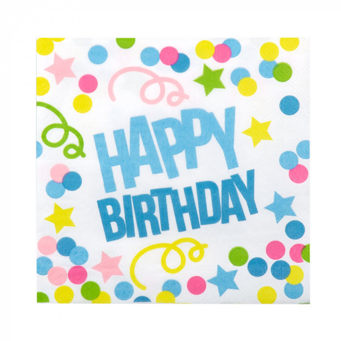 Boland Set 12 Servetten 'Happy Birthday' (33 x 33 cm)