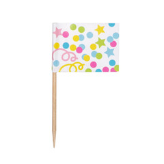 Boland Set 24 Vlaggenprikkers Confetti (7 cm)