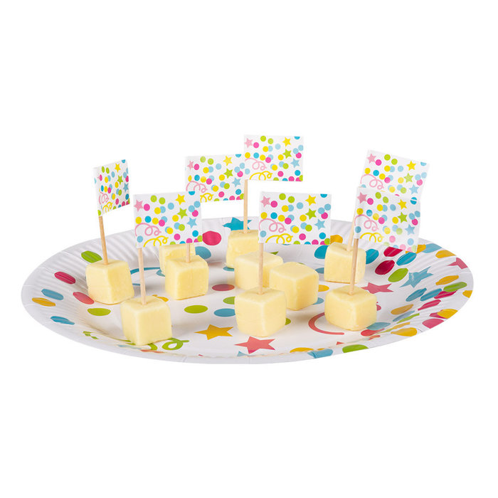 Boland Set 24 Vlaggenprikkers Confetti (7 cm)