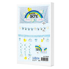 Boland Pakket 'Baby boy' (vlag, slinger, letterslinger, 3 decoratieswirls en 12 servetten)