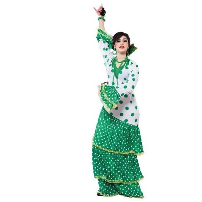 Flamenco danseres groen/wit
