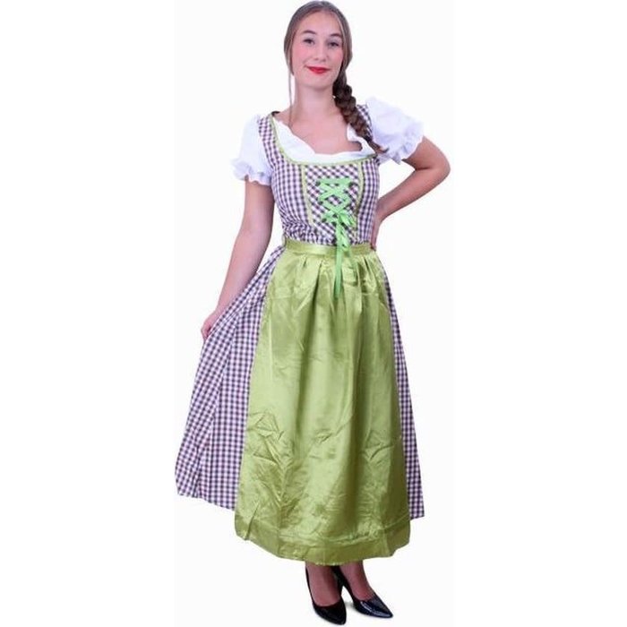PartyXplosion Dirndl bruin lang met groene schort
