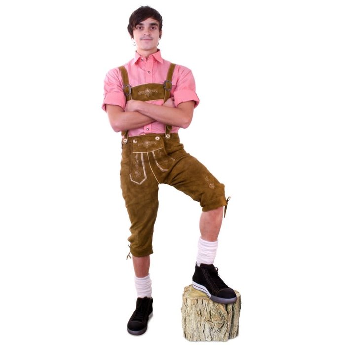 PartyXplosion Lederhose kniebroek licht bruin