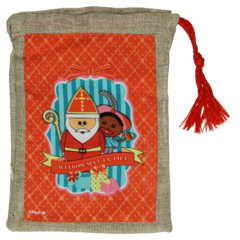 Jute zak 'Sint' vintage, 18x25cm