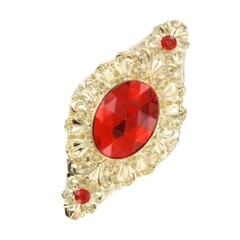 Speld baret luxe met verenhouder goud/rood