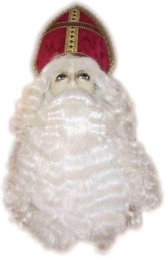 Koning Lear Hinder Tragisch Sinterklaas baard+vaste snor+pruik+wenkbrauw professineel - Vekemans  Feestwinkel