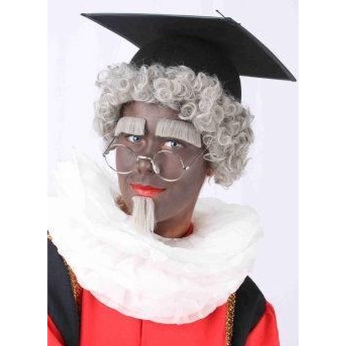 Piet pruik/sik/wenkbrouwen grijs