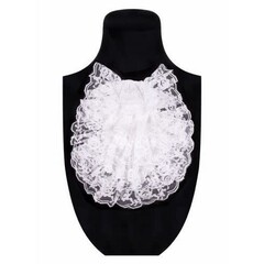 Jabot met kant luxe met drukknopen wit 19 x 20cm