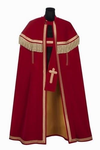 Sint set luxe katoenfluweel (mantel, stola, wit onderkleed & kokermijter)