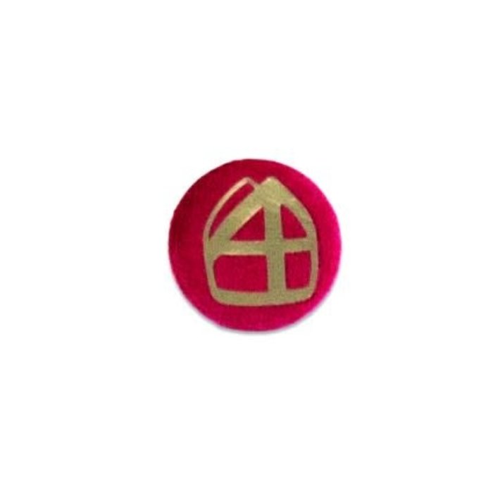 Button Donker ROOD met Mijter