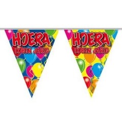 Vlaggenlijn ballons 'Hoera ik ben jarig' 10mtr