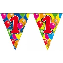 Vlaggenlijn ballons 1 jaar 10mtr