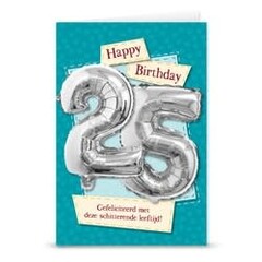 Verjaardagskaart + ballon '25 jaar'