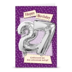 Verjaardagskaart + ballon '27 jaar'