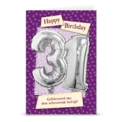 Verjaardagskaart + ballon '31 jaar'
