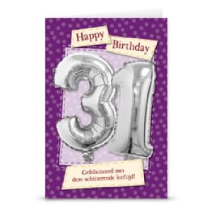 Verjaardagskaart + ballon '31 jaar'