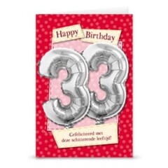 Verjaardagskaart + ballon '33 jaar'