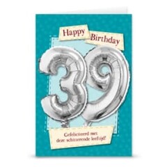 Verjaardagskaart + ballon '39 jaar'