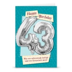 Verjaardagskaart + ballon '43 jaar'