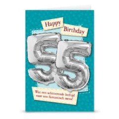 Verjaardagskaart + ballon '55 jaar'