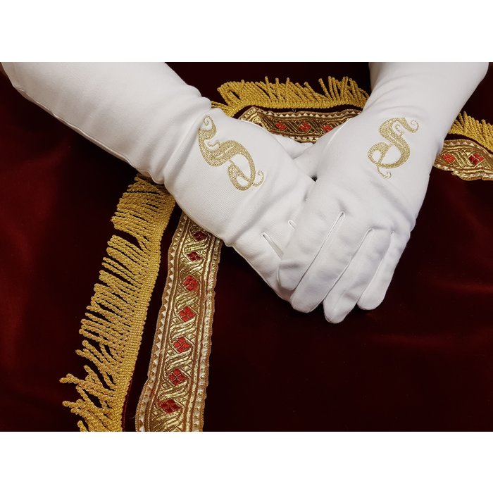 Feestshop.be Sint handschoenen gouddraad S-borduring