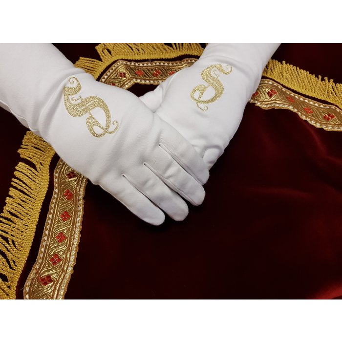 Feestshop.be Sint handschoenen gouddraad S-borduring