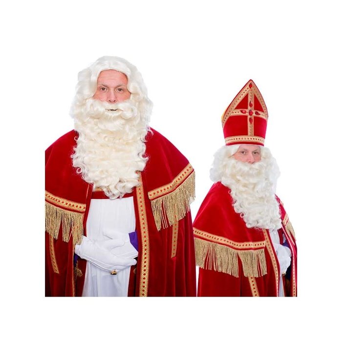 Baardstel P krulsnor pruik en baard met vaste snor