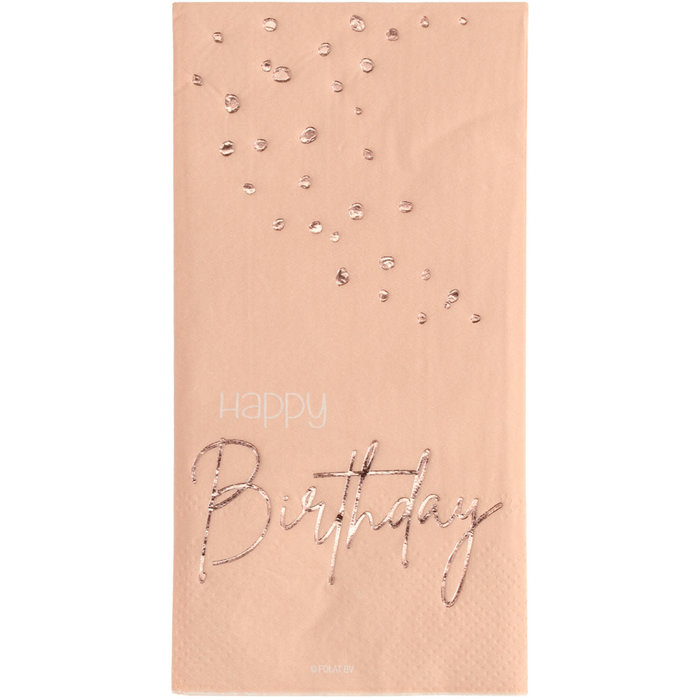 Servetten Elegant Lush Blush Happy Birthday 33x33cm per 10st