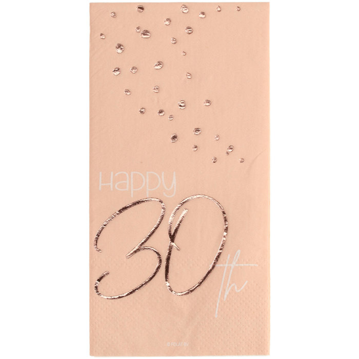 Servetten Elegant Lush Blush 30 jaar 33x33cm per 10st