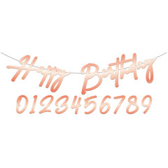 Letter/Cijfers vlaggenlijn Happy Birthday Elegant Lush Blush, 1mtr