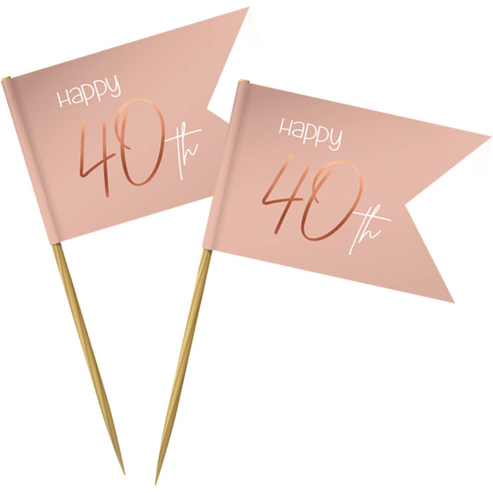 Cocktail Prikkers Elegant Lush Blush 40 jaar per 36st