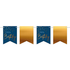 Vlaggenlijn Elegant True Blue Happy Birthday, 6mtr