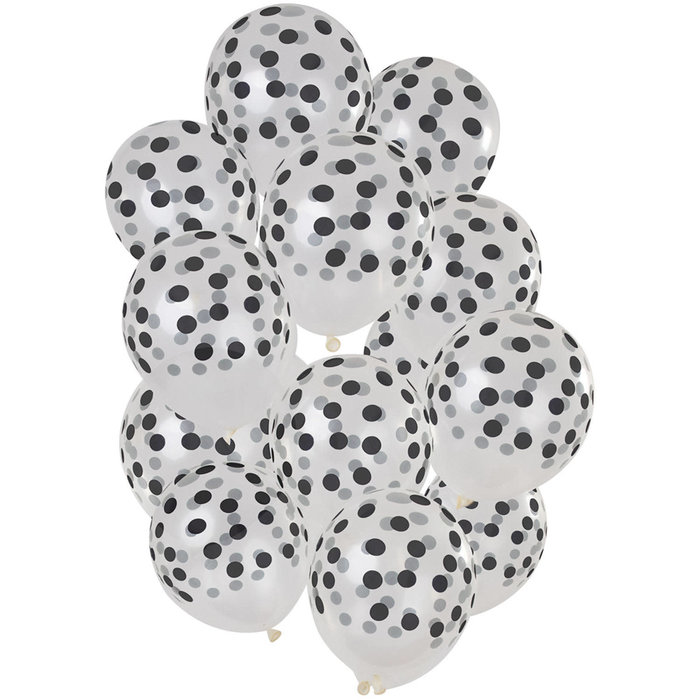 Ballonnen Little Dots Zwart, 12inch/30cm, per 15st