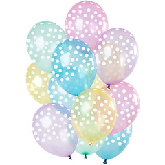 Ballonnen gekleurd/kleine witte stippen, 12inch/30cm, per 15st