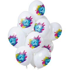 Ballonnen Color Splash 2 jaar, 12inch/30cm per 12st