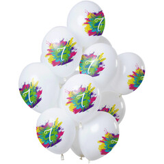Ballonnen Color Splash 7 jaar, 12inch/30cm per 12st