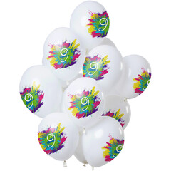 Ballonnen Color Splash 9 jaar, 12inch/30cm per 12st