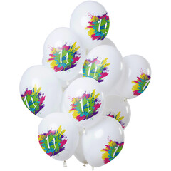 Ballonnen Color Splash 11 jaar, 12inch/30cm per 12st