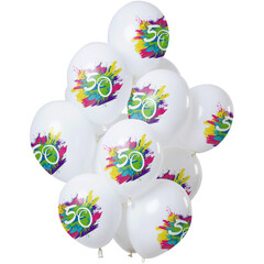 Ballonnen Color Splash 50 jaar, 12inch/30cm per 12st