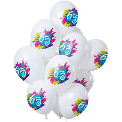 Ballonnen Color Splash 65 jaar, 12inch/30cm per 12st