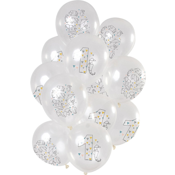 Ballonnen Origami Party 1 jaar, 12inch/30cm per 12st